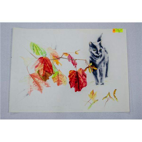 AUTUMN TRIPTYCH BY JOHNSON 1989 WATER COLOUR30x22