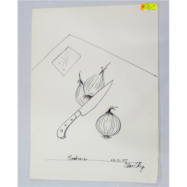 VICTOR CICANSKY ORIGINAL DRAWING ONIONS 1985