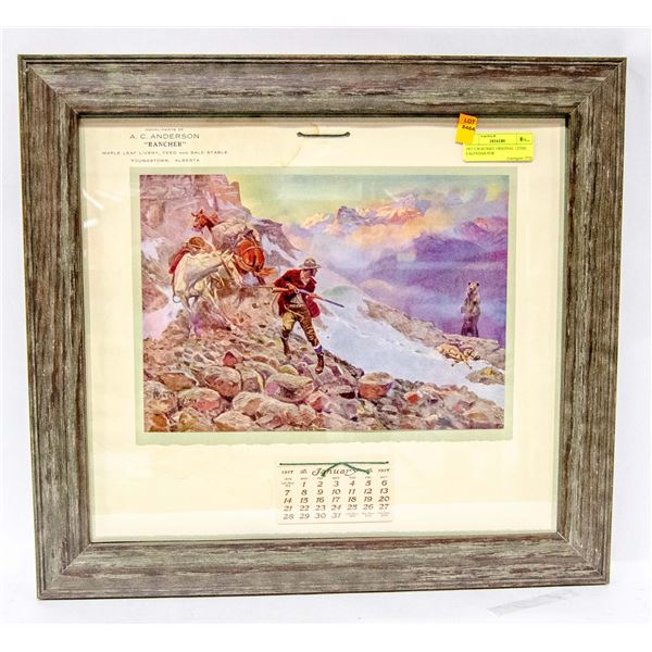 1917 CM RUSSEL ORIGINAL LITHO CALENDAR FOR AC