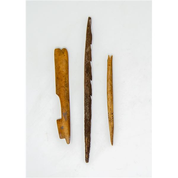 LOT OF THREE ANTIQUE INUIT BONE SPEARS
