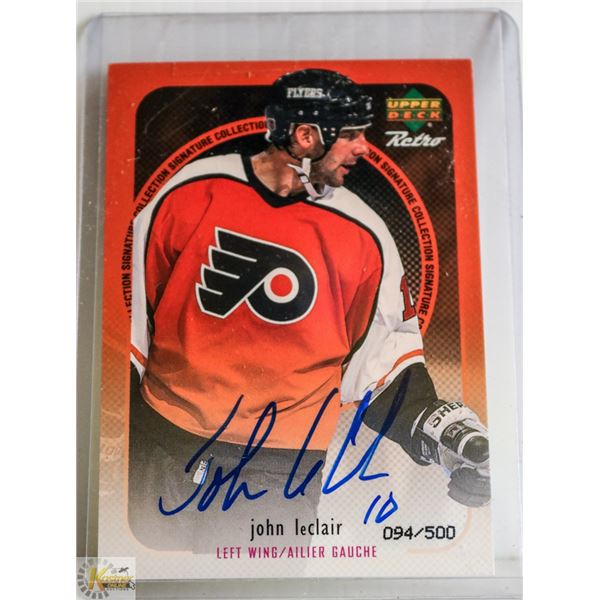 AUTOGRAPHED JOHN LECLAIR HOCKEY CARD