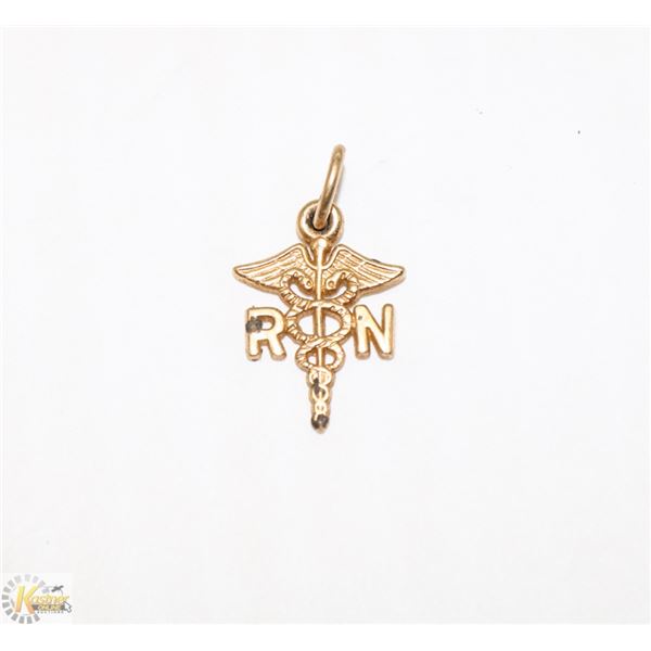 10K GOLD NURSES RN PENDANT