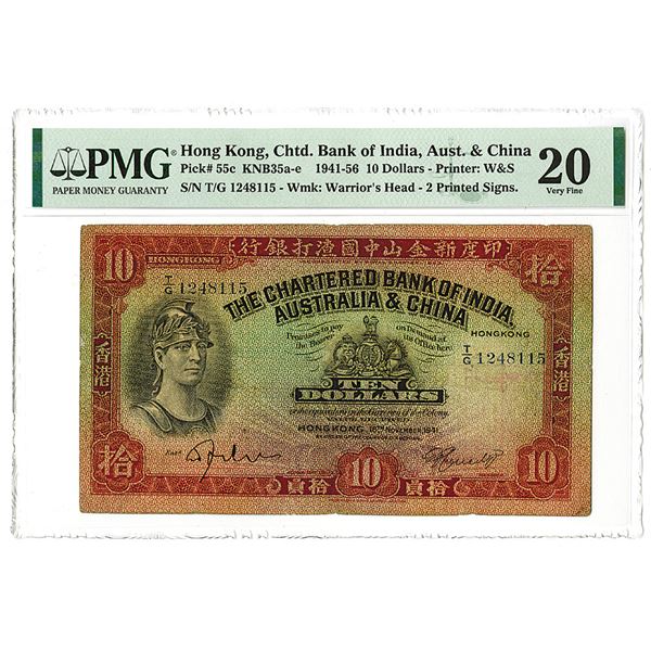 Chartered Bank of India, Australia & China, 1941 Issue Banknote.