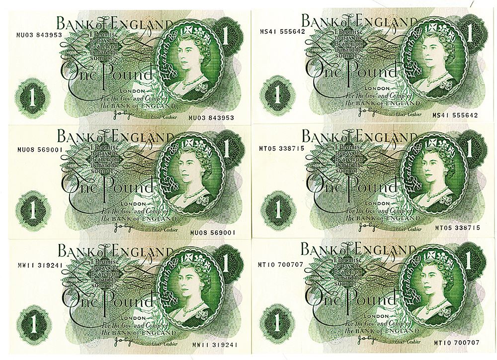 Bank of England, 1970-1977, Group 6, £1 Pound Replacement Banknotes