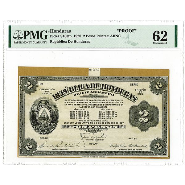 Republica De Honduras, 1928 Progress Proof Banknote. - Archives ...