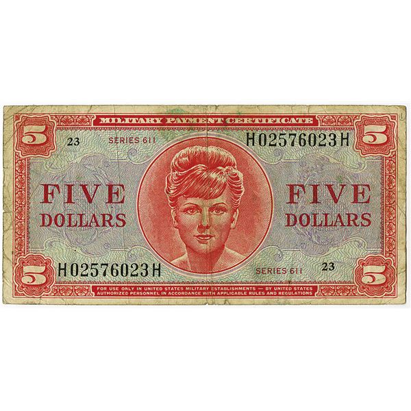 U.S. Military Payment Certificate, Series 611, ND (1964) Issue Note.