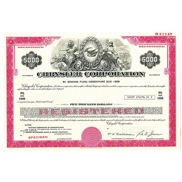 Chrysler Corp. 1985 Specimen Bond