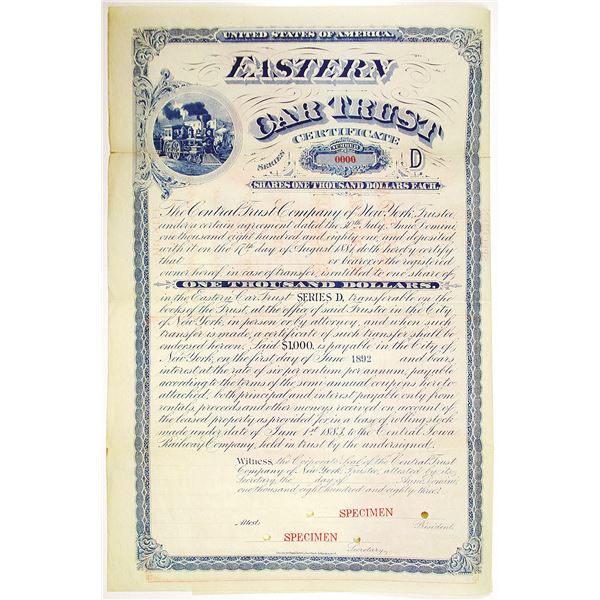 Eastern Car Trust 1883 Specimen Bond