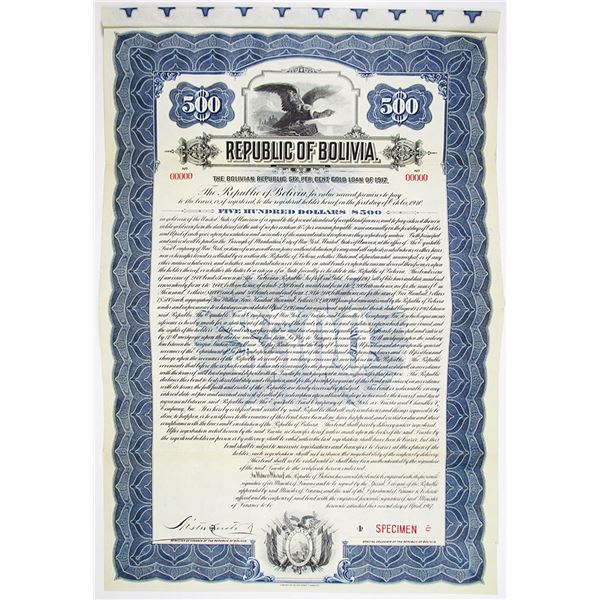 Republic of Bolivia 1917 Specimen Bond