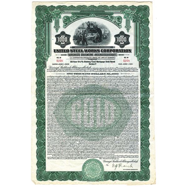 United Steel Works Corp. 1926 I/U Bond
