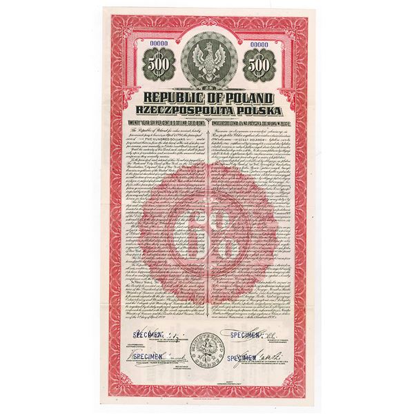 Republic of Poland, 1920 Specimen Bond