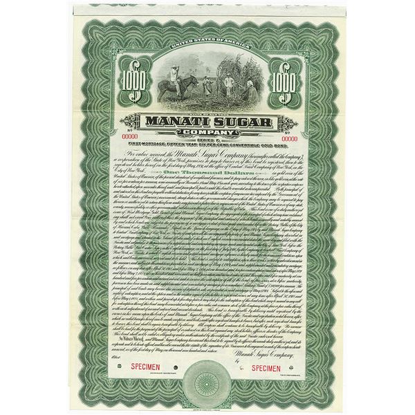 Manati Sugar Co., 1916 Specimen Bond.