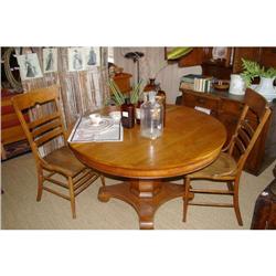 Oak Pedestal table with 4 chairs #1673426