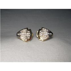 14K YG Diamond Triangular Art Deco Earrings #1673495