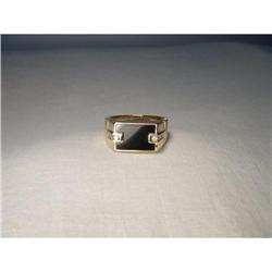 Handsome Estate 14K YG Onyx Diamond Mens Ring #1673497