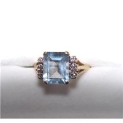 Estate Aquamarine Diamond Yellow Gold Ring #1673684