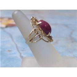 Estate Designer Cabachon Red Agate Diamond Ring#1673688