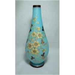 Satin Blue enamel Vase - SIGNED #1673782