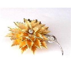 Gold and Diamond Flower Fur Clip #1674038