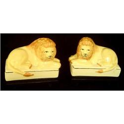 Pair of Antique Staffordshire Lions  #1674044