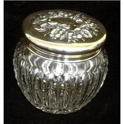 Antique Sterling Silver & Crystal Powder Jar #1674053