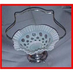 Victorian Art Glass & Silver Brides Basket #1687488