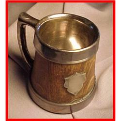 1905 Oak Treen Wood Quadruple Silver Mounts Mug#1687490