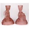 Image 1 : Pair of Pink Satin Glass PIEROT Candlestick #1700251