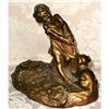 Image 1 : BRONZED Figural INKWELL Child and Dog ~ANTIQUE~#1700482