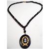 Image 1 : Antique BLACK Enamel cameo DROP Necklace #1700564