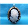 Image 1 : Antique Onyx Shell Cameo Seed Pearls Gold Pin #1700602
