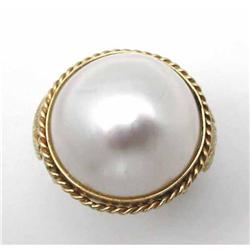 1960s 14 kt and Mabe Pearl Ring #1700654