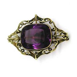 14 kt. Gold, and Amethyst, Arts and Crafts Pin #1700669