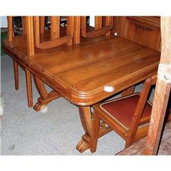 1930s French Oak Art Deco Dining Table #1774323