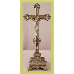 French Religious Crucifix Standing Ornate Fleur#1774329