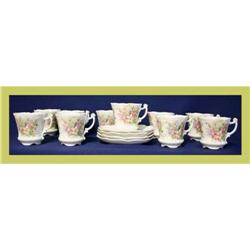 Antique German Rococo Cup & Saucers Roses #1775052