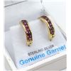 Image 1 : Sterling Silver Gold Plated Garnet Hoop Earrings