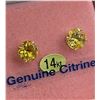 Image 2 : Yellow Gold Genuine Citrine Stud Earrings