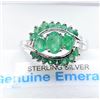 Image 1 : Sterling Silver Genuine Emerald Cocktail Ring