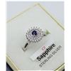 Image 1 : Sterling Silver Genuine Sapphire & Cubic Zirconia Cocktail Ring