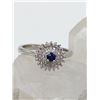 Image 2 : Sterling Silver Genuine Sapphire & Cubic Zirconia Cocktail Ring