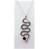 Image 1 : Sterling Silver With Genuine Garnet "Serpent" Pendant