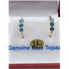 Image 1 : Yellow Gold Genuine Blue Topaz Mini Hoop Earrings