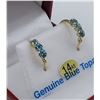Image 2 : Yellow Gold Genuine Blue Topaz Mini Hoop Earrings