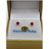 Image 1 : Yellow Gold Genuine Ruby Stud Earrings
