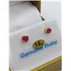 Image 2 : Yellow Gold Genuine Ruby Stud Earrings