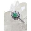 Image 1 : Sterling Silver Genuine Emerald & Cubic Zirconia Cocktail Ring
