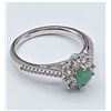 Image 2 : Sterling Silver Genuine Emerald & Cubic Zirconia Cocktail Ring