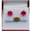 Image 1 : Yellow Gold Genuine Ruby Stud Earrings