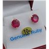 Image 2 : Yellow Gold Genuine Ruby Stud Earrings